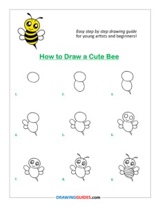How to Draw a Cute Bee | Easy Step by Step Drawing Guide Tutorial